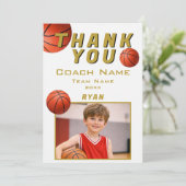 Basketbal Foto Speler Team Coach Bedankkaart (Staand voorkant)