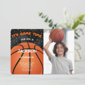 Basketbal foto uitnodiging (Staand voorkant)