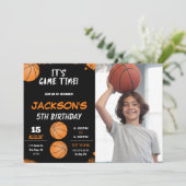 basketbal foto uitnodiging (Staand voorkant)