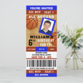 Basketbal Foto Verjaardag Party Ticket Uitnodiging (Staand voorkant)