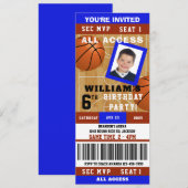 Basketbal Foto Verjaardag Party Ticket Uitnodiging (Voorkant / Achterkant)