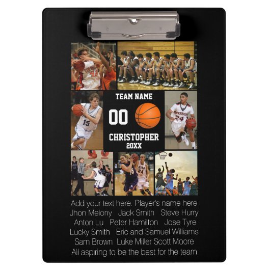 Basketbal fotocollage fleece deken klembord (Voorkant)