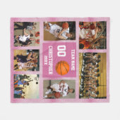 Basketbal fotocollage Pink Glitter Fleece Deken (Voorkant (Horizontaal))