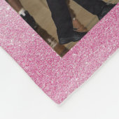 Basketbal fotocollage Pink Glitter Fleece Deken (Hoek)