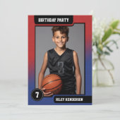 Basketbal Fotokaarten Jongens Verjaardagsfeest Kaart (Staand voorkant)