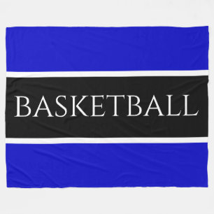 BASKETBAL Fun Athletic Blauw Zwart Wit Strepen Fleece Deken