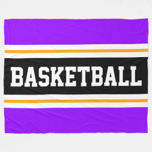 BASKETBAL Fun Paarse Zwart Geel Racing Stripes Fleece Deken