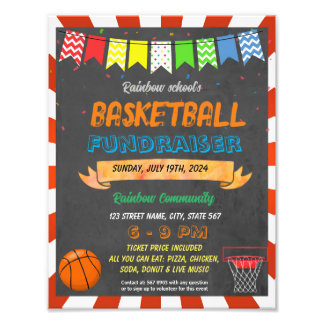 Basketbal Fundraiser school evenement sjabloon Foto Afdruk