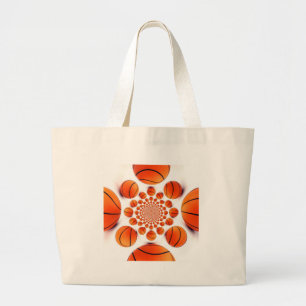 Basketbal Game of Champions: Court Vision Kaleida Grote Tote Bag