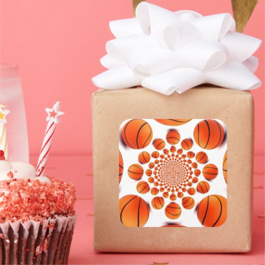 Basketbal Game of Champions: Court Vision Kaleida Vierkante Sticker (Feest)