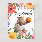 Basketbal gefeliciteerd met Hippo Briefkaart (Voorkant)
