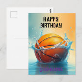 Basketbal Gefeliciteerd Met Je Verjaardag Op Het W Briefkaart (Voorkant / Achterkant)