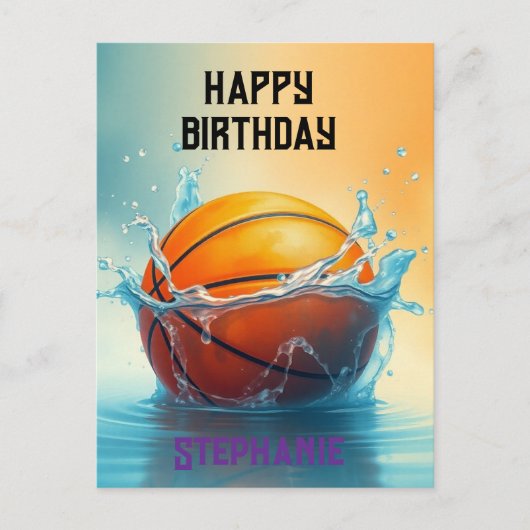 Basketbal Gefeliciteerd Met Je Verjaardag Op Het W Briefkaart (Voorkant)