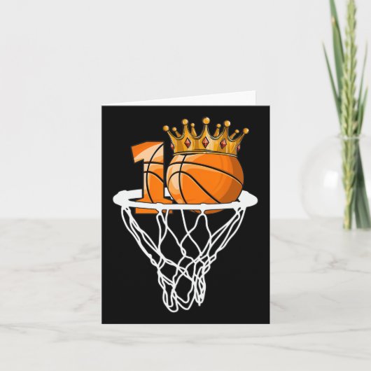 Basketbal Gelukkige 10e Verjaardag Jongen Bal 10 J Kaart (Voorkant)