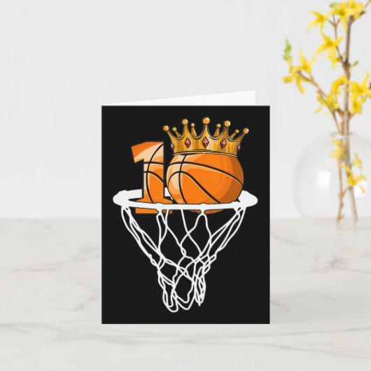 Basketbal Gelukkige 10e Verjaardag Jongen Bal 10 J Kaart (Gele Bloem)