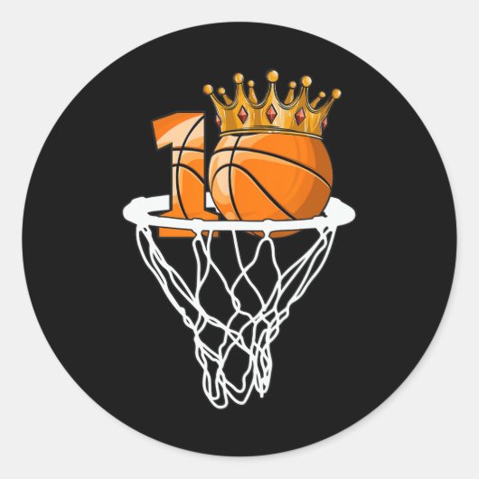 Basketbal Gelukkige 10e Verjaardag Jongen Bal 10 J Ronde Sticker (Voorkant)
