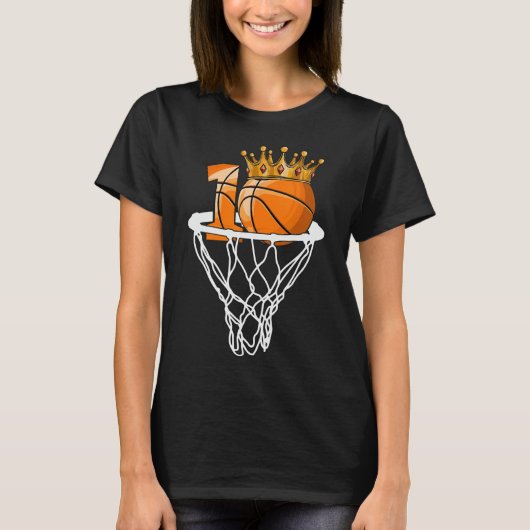 Basketbal Gelukkige 10e Verjaardag Jongen Bal 10 J T-shirt (Voorkant)