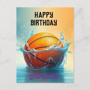 Basketbal Gelukkige Verjaardag Raakt Water  Briefkaart
