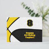 basketbal gelukkige verjaardag zwart goud teamkleu kaart (Staand voorkant)