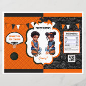 Basketbal Gender Reveal Chip Bag Sinaasappel & Zwa (Voorkant)