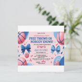 Basketbal Gender Reveal Uitnodiging | vrije worpen (Staand voorkant)