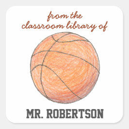Basketbal gepersonaliseerd cadeau boekplaat voor l vierkante sticker