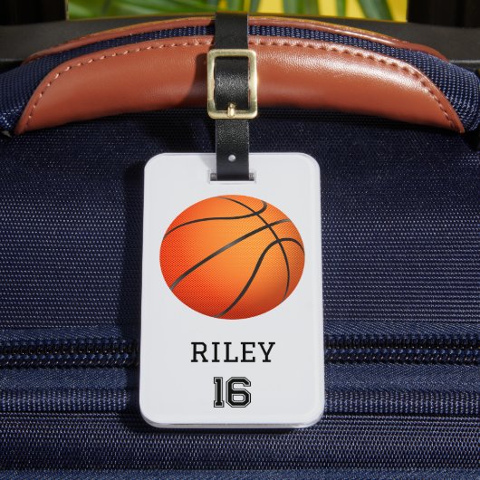 Basketbal Gepersonaliseerde Custom Team Bag Label Bagagelabel (Voorkant Insitu 2)