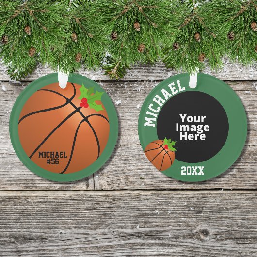 Basketbal gepersonaliseerde foto Kerstmis Ornament