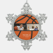  basketbal gepersonaliseerde foto tin sneeuwvlok ornament (Voorkant)