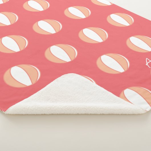 Basketbal Gepersonaliseerde Naam Koraal Wit Custom Sherpa Deken (3/4)