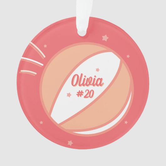 Basketbal Gepersonaliseerde Naam Nummer Ornament (voorkant)