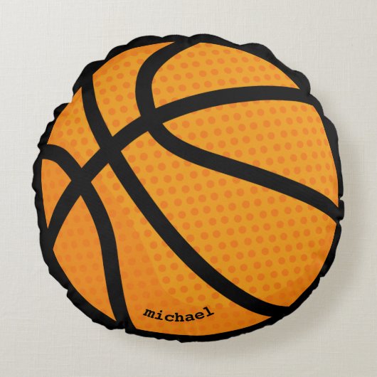Basketbal gepersonaliseerde naam rond kussen (Voorkant)