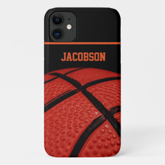 Basketbal Gepersonaliseerde Naam Zwart en Sinaasap Case-Mate iPhone Case