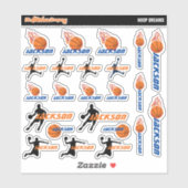 Basketbal gepersonaliseerde naamlabels | School Sticker (Vel)