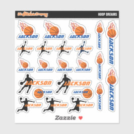 Basketbal gepersonaliseerde naamlabels | School Sticker
