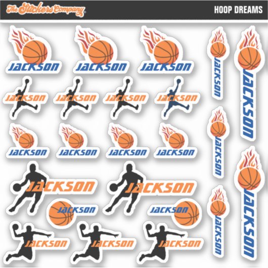 Basketbal gepersonaliseerde naamlabels | School Sticker (Voorkant)