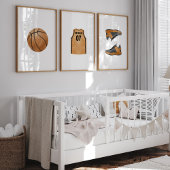 Basketbal gepersonaliseerde naamset van 3 poster muurkunst sets
