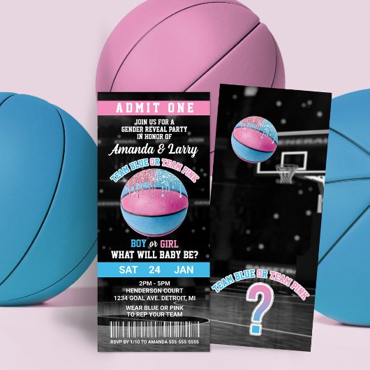 Basketbal Geslacht Reveal Ticket Kaart