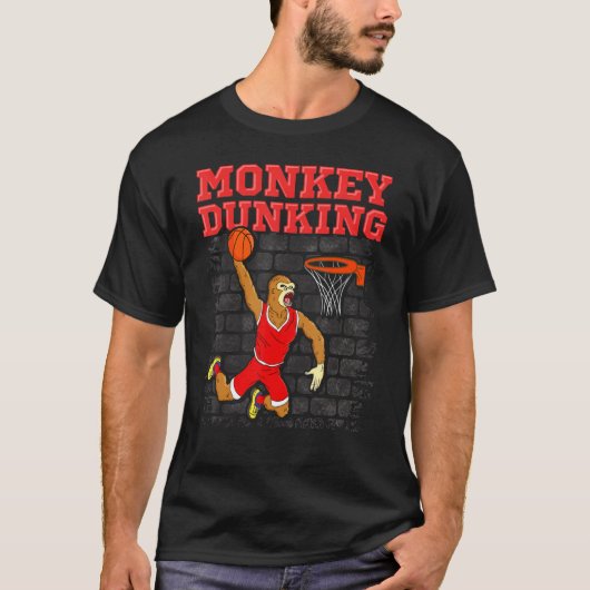Basketbal Gezegde Slam Dunk Monkey Dunking T-shirt (Voorkant)