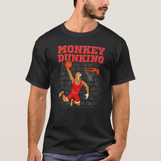 Basketbal Gezegde Slam Dunk Monkey Dunking T-shirt (Voorkant)