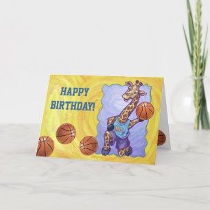Basketbal Giraffe Happy Birthday Kaart