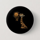 Basketbal Giraffe Slam Dunk Basketbalspeler Ani Ronde Button 5,7 Cm (Voorkant)