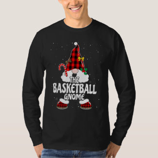 Basketbal Gnome Buffalo Plaid Overeenkomende Famil T-shirt