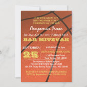 Basketbal Gold Bar Mitzvah Uitnodiging (Voorkant)