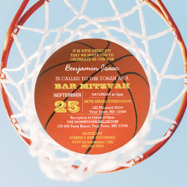 Basketbal Goud Ronde Bar Mitzvah Uitnodiging