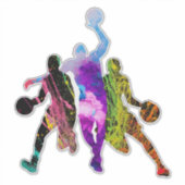 basketbal graffiti Silhouette basketballer Sticker (Voorkant)