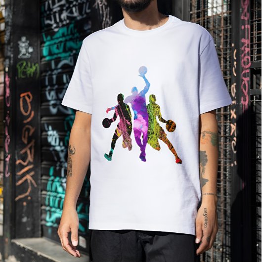 basketbal graffiti Silhouette basketbalspeler T-shirt