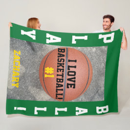 Basketbal Groene Naam Fleece Deken