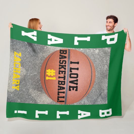Basketbal Groene Naam Fleece Deken (In situ)