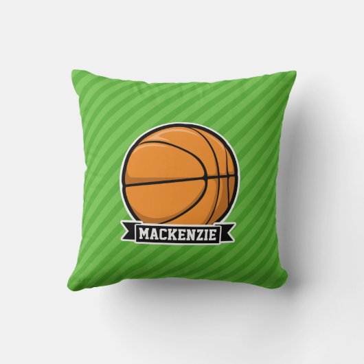 Basketbal; groene strepen kussen (Achterkant)